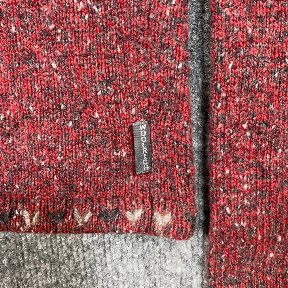 Woolrich Womens Ruby Red Marled Wool Blend Fair Isle Quarter Zip Sweater Size M - Picture 5 of 9
